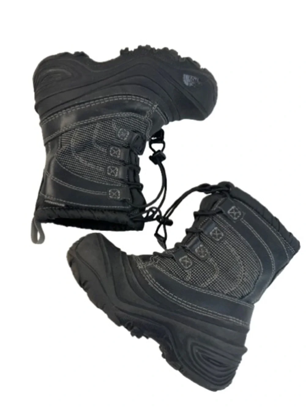 The North Face Black Kids Winter Snow Boots with Drawcord